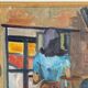 Oil painting of a young woman signed Milon 1967