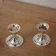 Pair of small silver candle holders with beaded borders – With Boursault box – H 7 cm