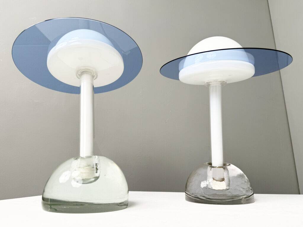Pair of "Plutone" glass table lamps, model 2701, by Daniela Puppa for Fontana Arte, Italy, 1981
