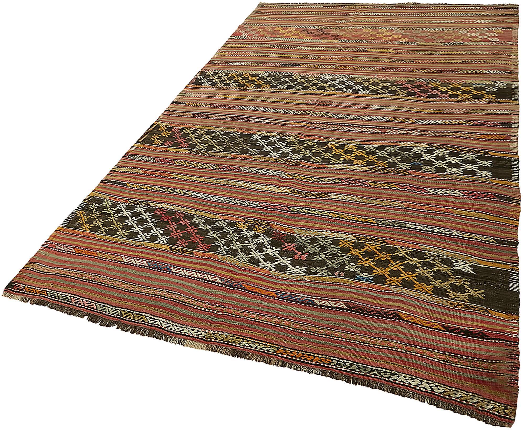 Turkish Handmade Vintage Anatolian Kilim 156 cm x 257 cm