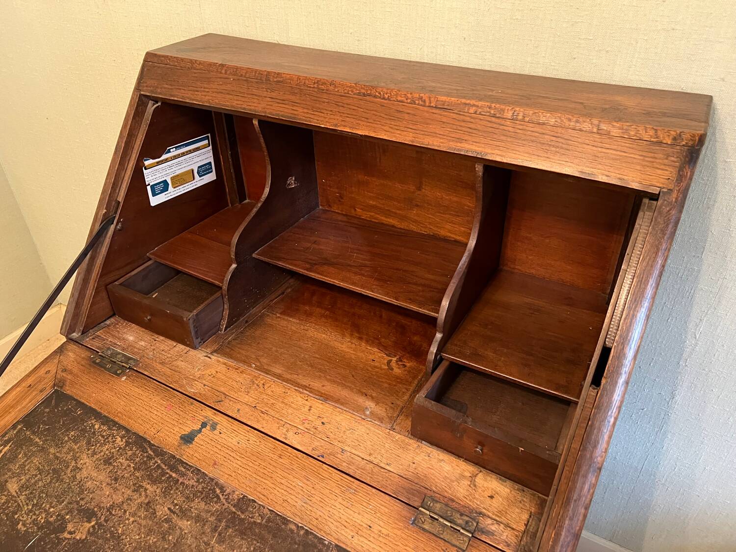 Solid oak sloping secretary