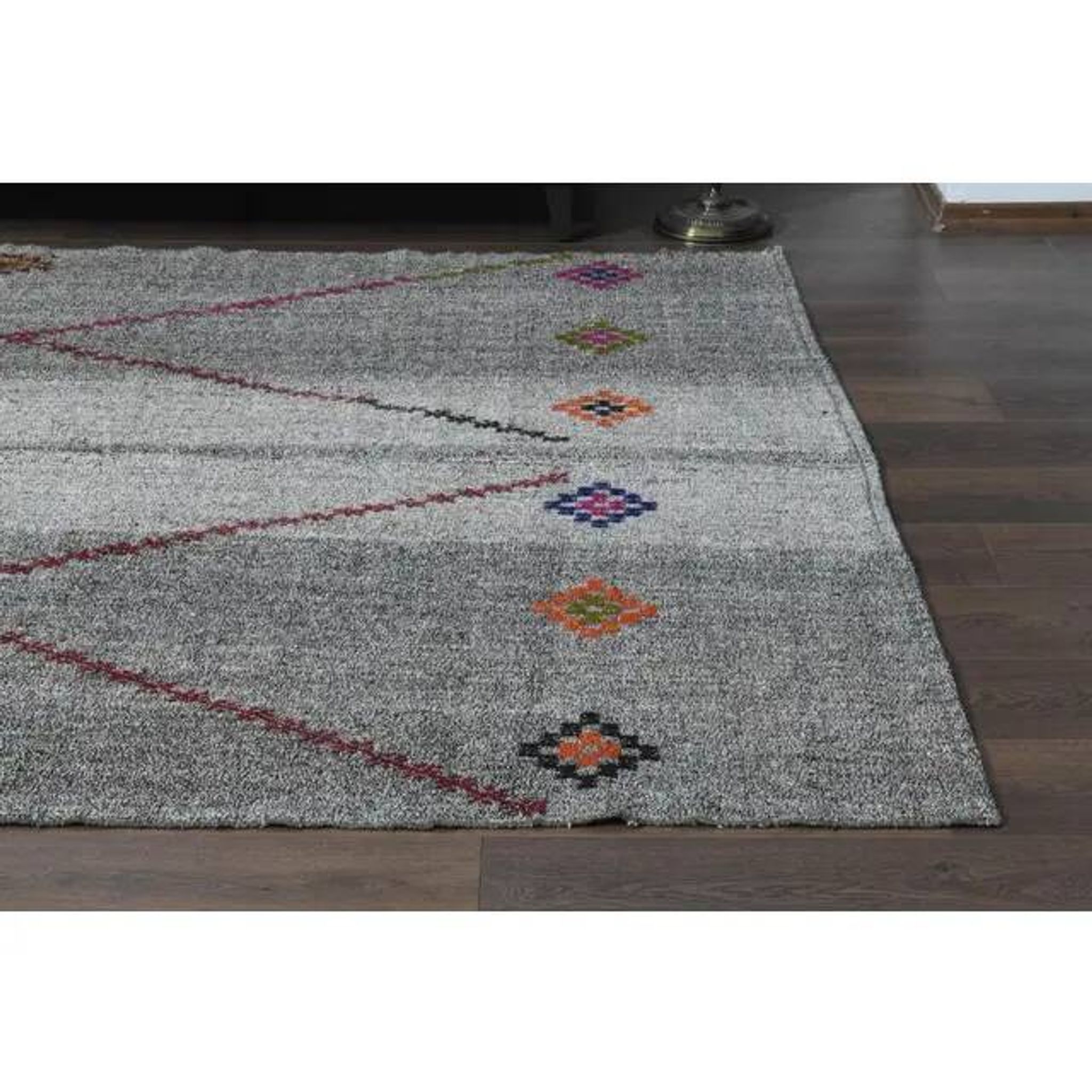 1970s Vintage Turkish Oushak Handmade Wool Cotton Gray Area Rug 200x316