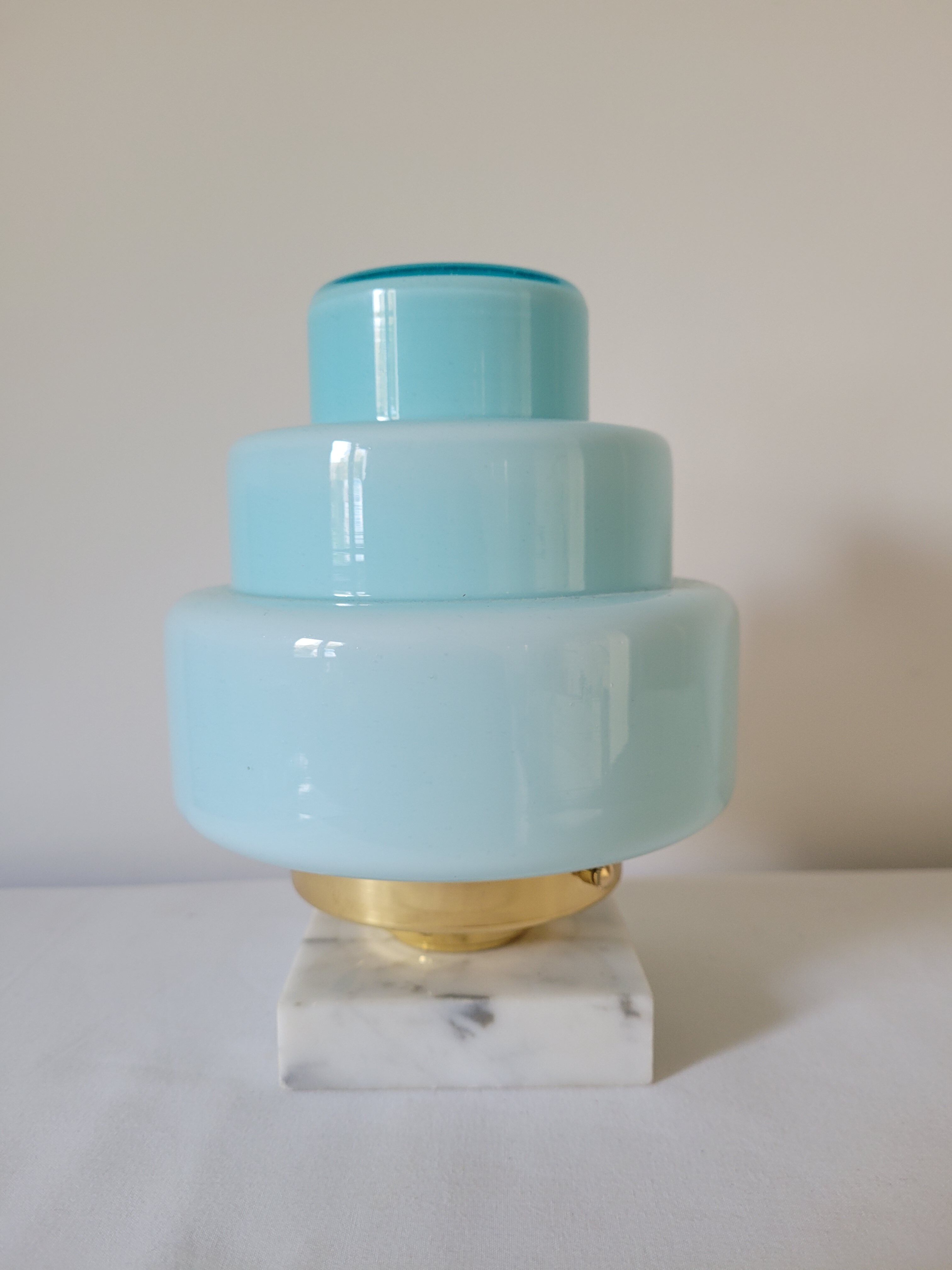 Art Deco blue skyscraper lamp