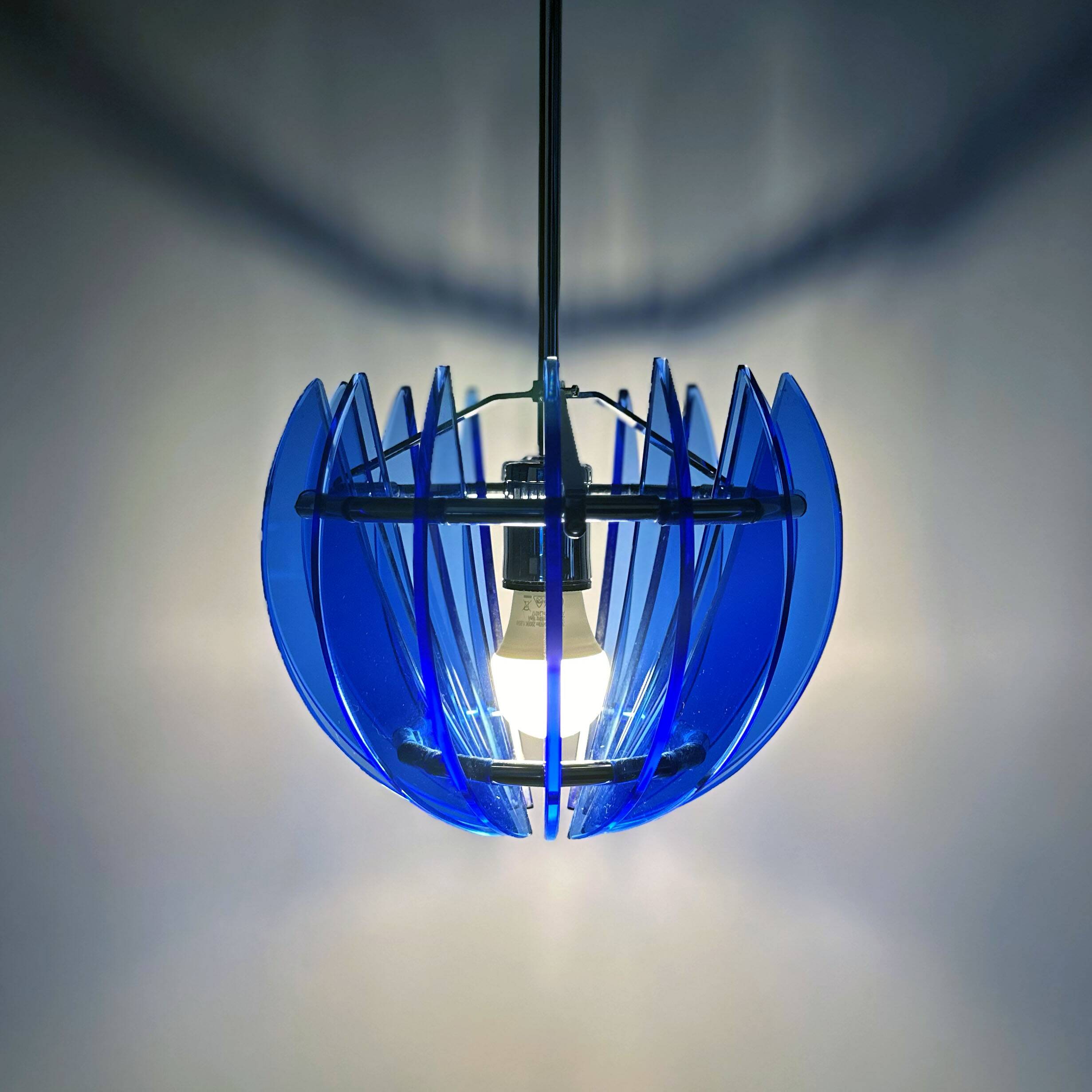 Vintage blue Murano pendant lamp by Veca