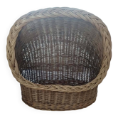 Panier niche en rotin tressé à demi-toit