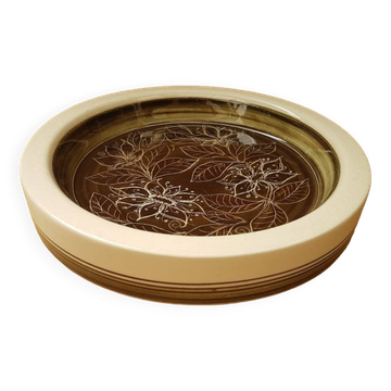 Old ceramic jersey dish decor flowers engraved vintage