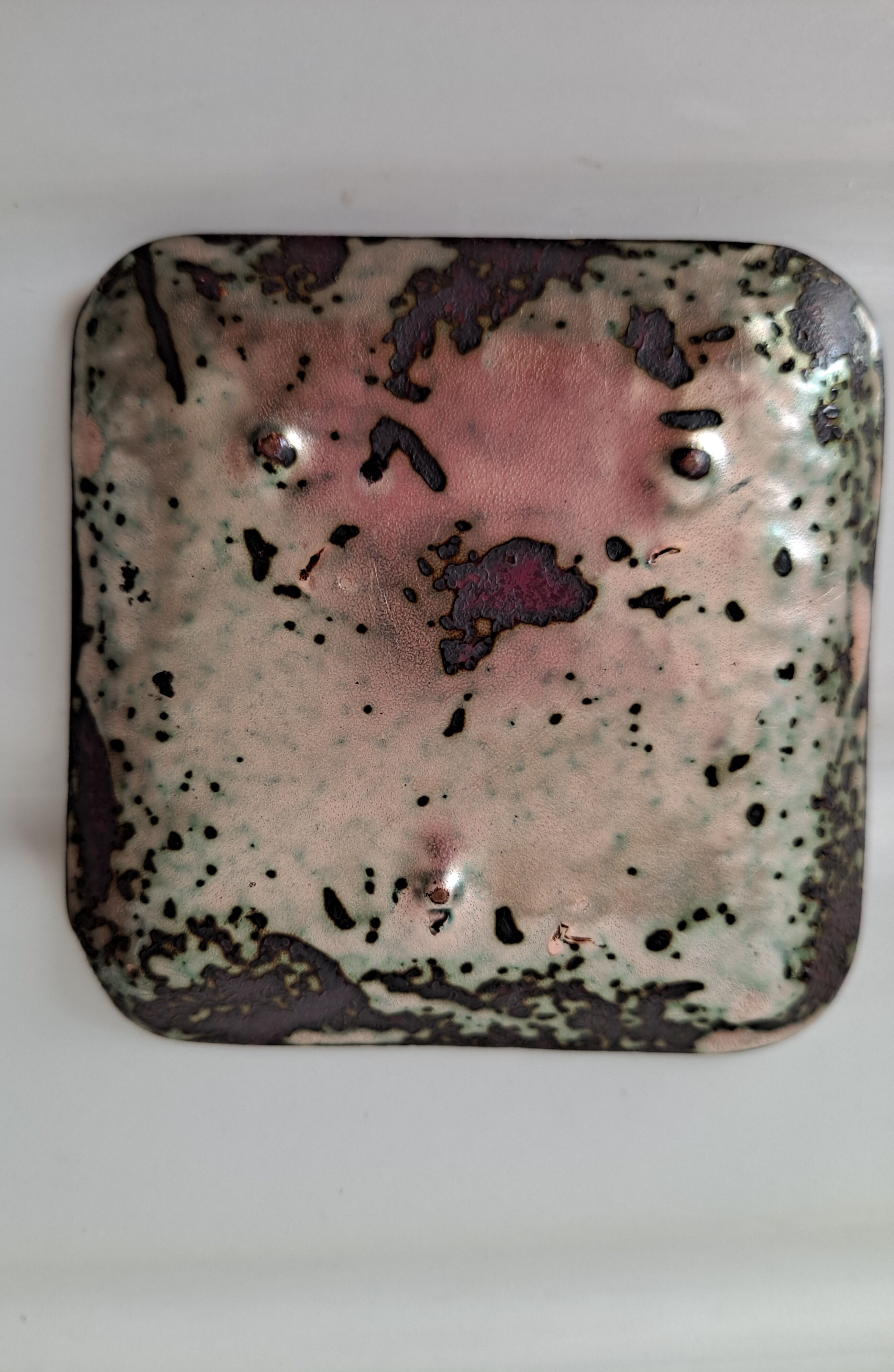 Empty blue enamel pocket