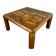 Old coffee table with golden marble top, 70s design, vintage wooden feet