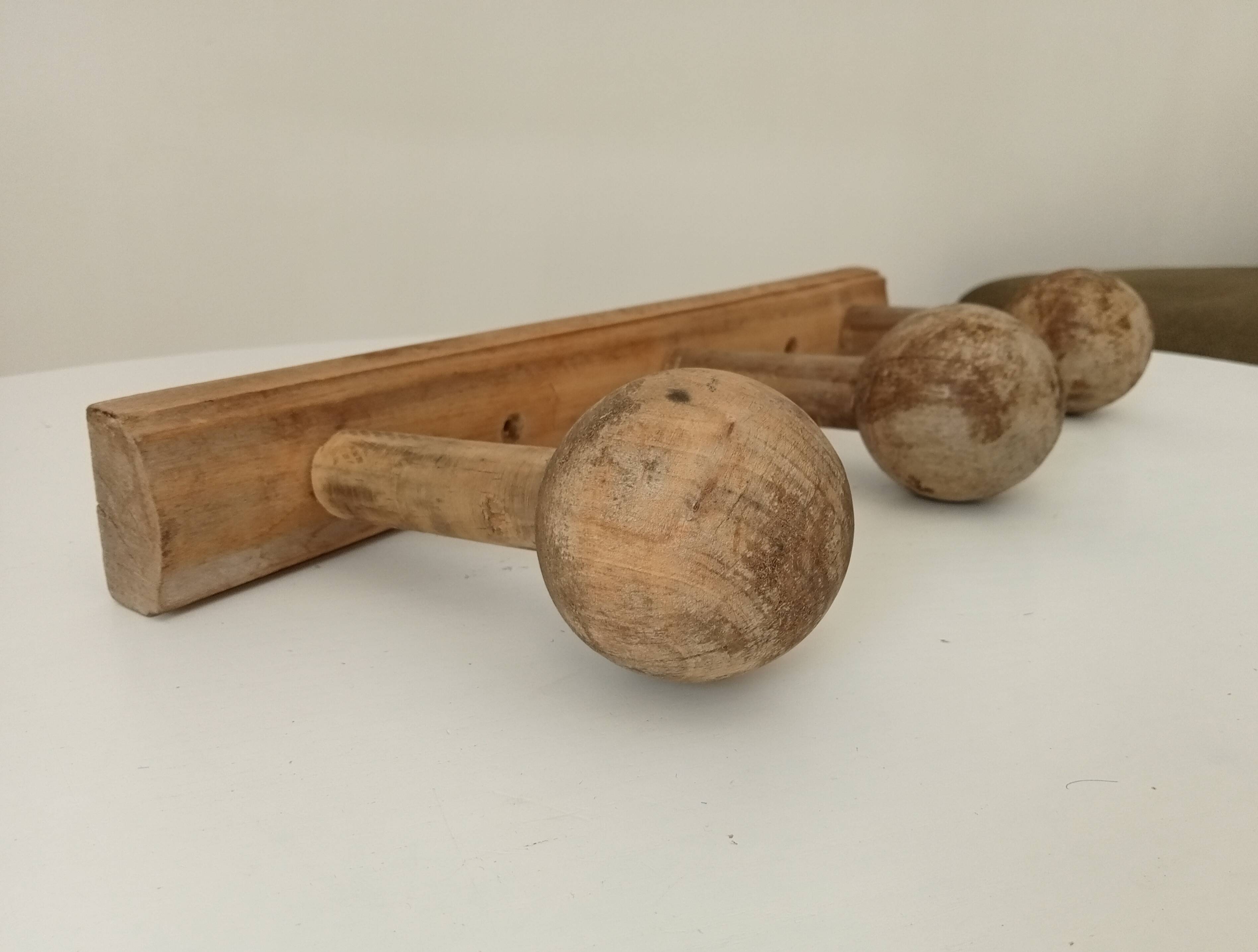 Old folk art wall coat rack