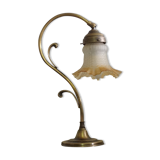 Old table lamp brass vintage tulip glass