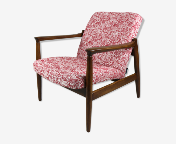 Fauteuil vintage rose rouge par Edmund Homa, années 1970
