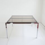Milo Baughman chrome and smoked glass dining table – 1970 – Italy