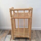 70s bamboo rattan side table