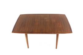 Table à manger rectangulaire extensible en teck - design néerlandais mid-century moderne