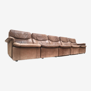 Vintage leather element sofa consisting of 5 elements made in the 1970s