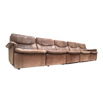 Vintage leather element sofa consisting of 5 elements made in the 1970s