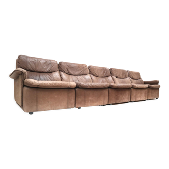 Vintage leather element sofa consisting of 5 elements made in the 1970s