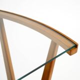 Beautiful mid-century modern side table with magazine rack, made of ash woo