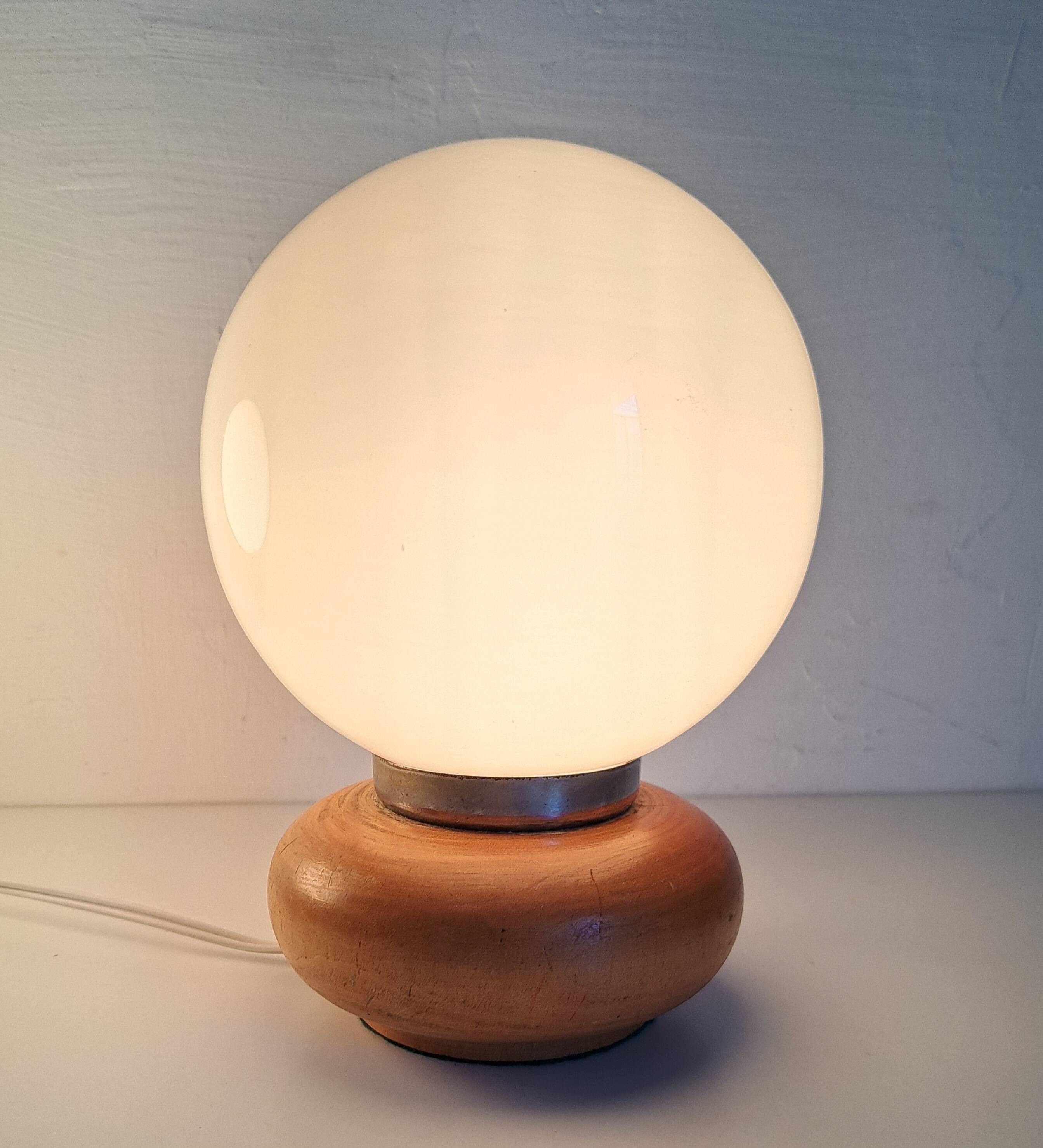 Pair of wooden bedside lamps