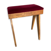 Piano stool in wood and velvet 1970's