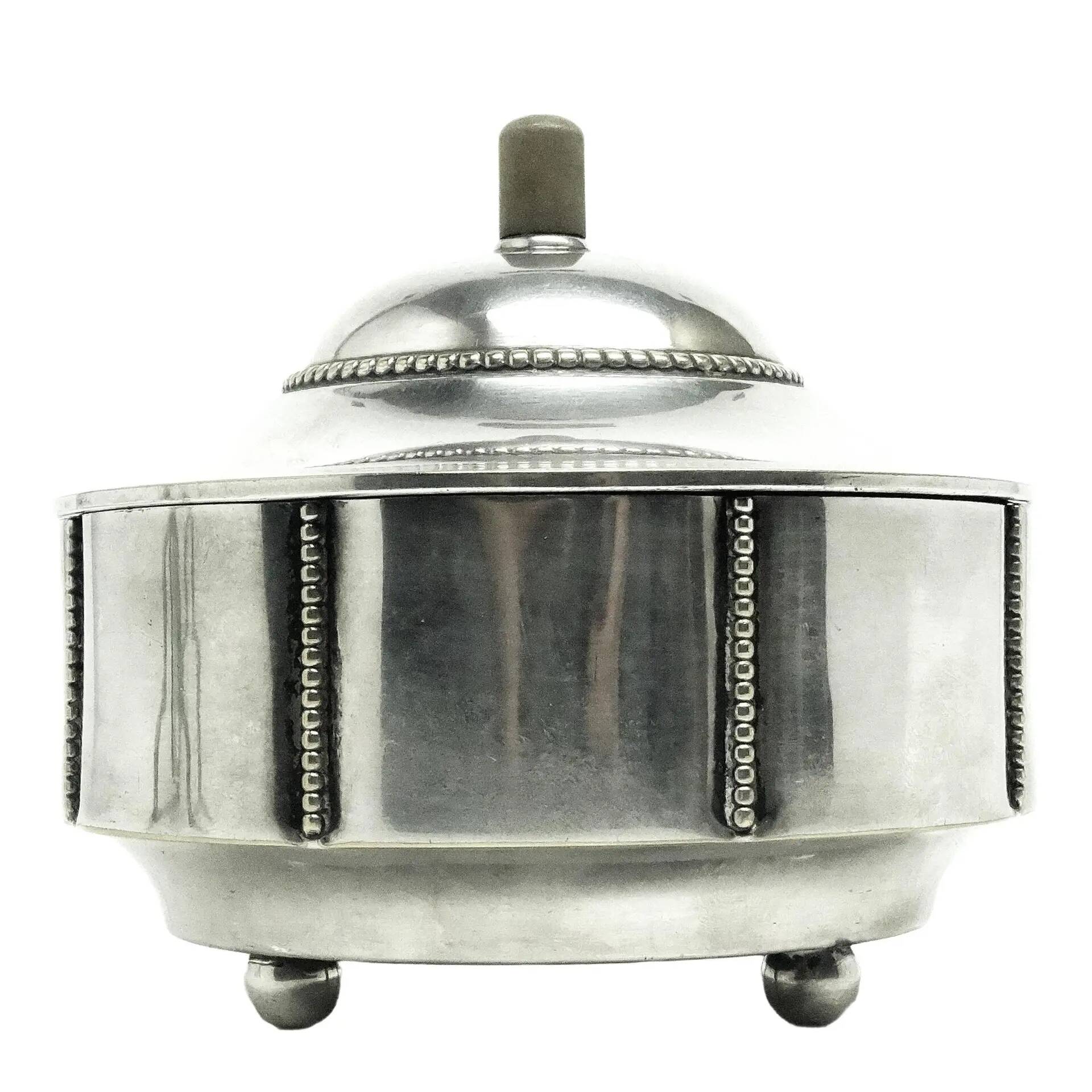 Art Deco sugar bowl, silver-plated brass, Germany, 1930s