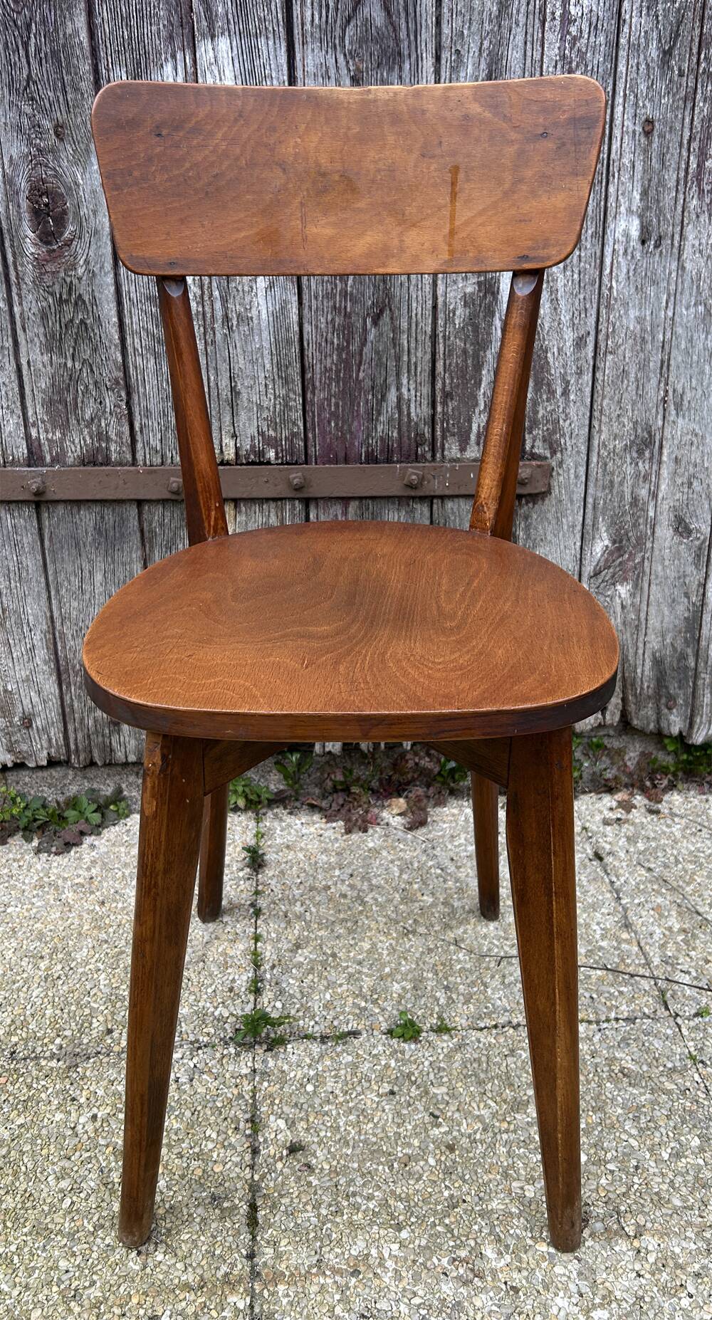 Set of 8 vintage bistro chairs, 50s, 60s, dark oak.