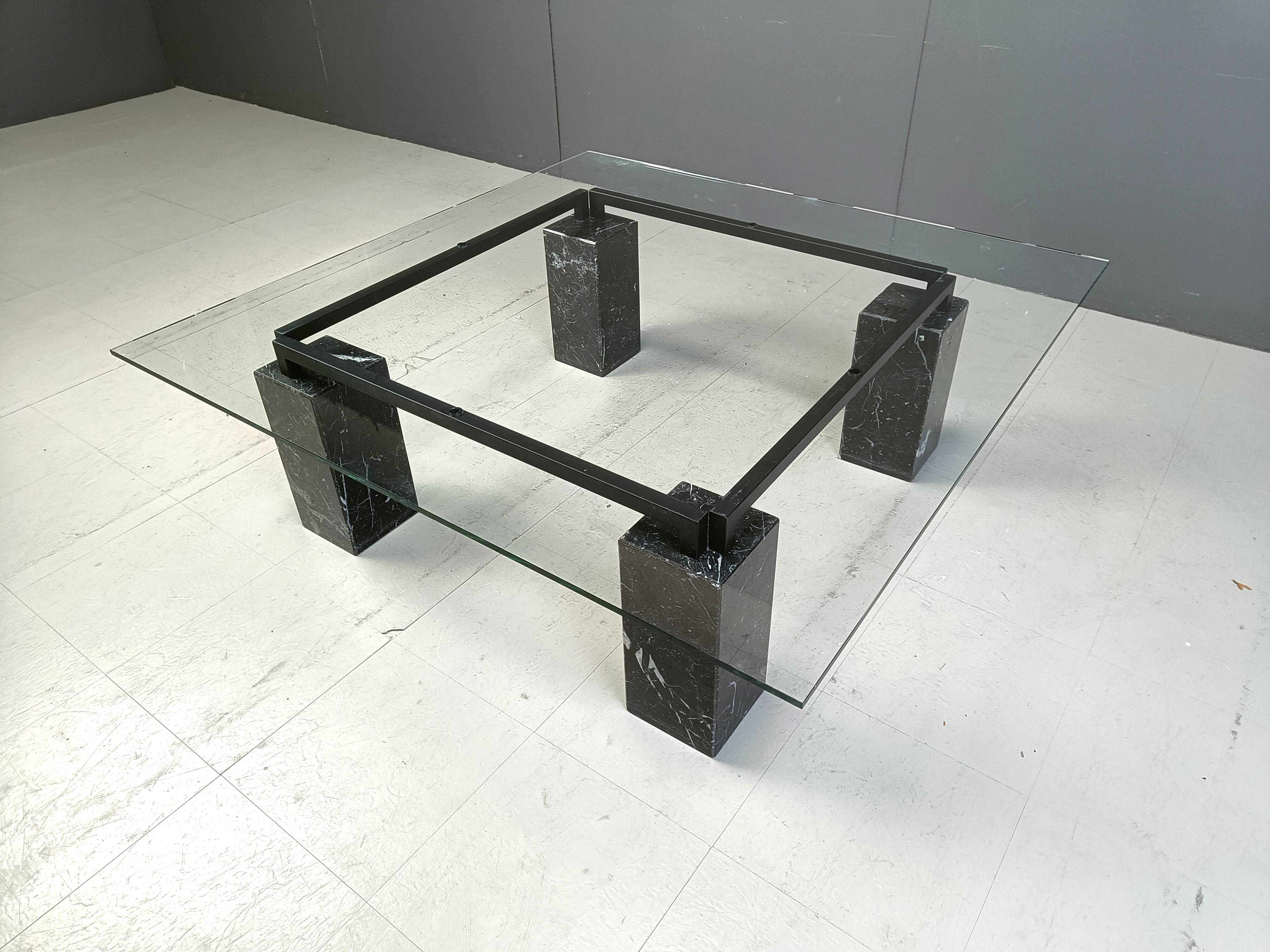 Vintage black marble coffee table by Artedi, 1970s