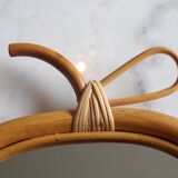 Miroir pomme vintage en rotin
