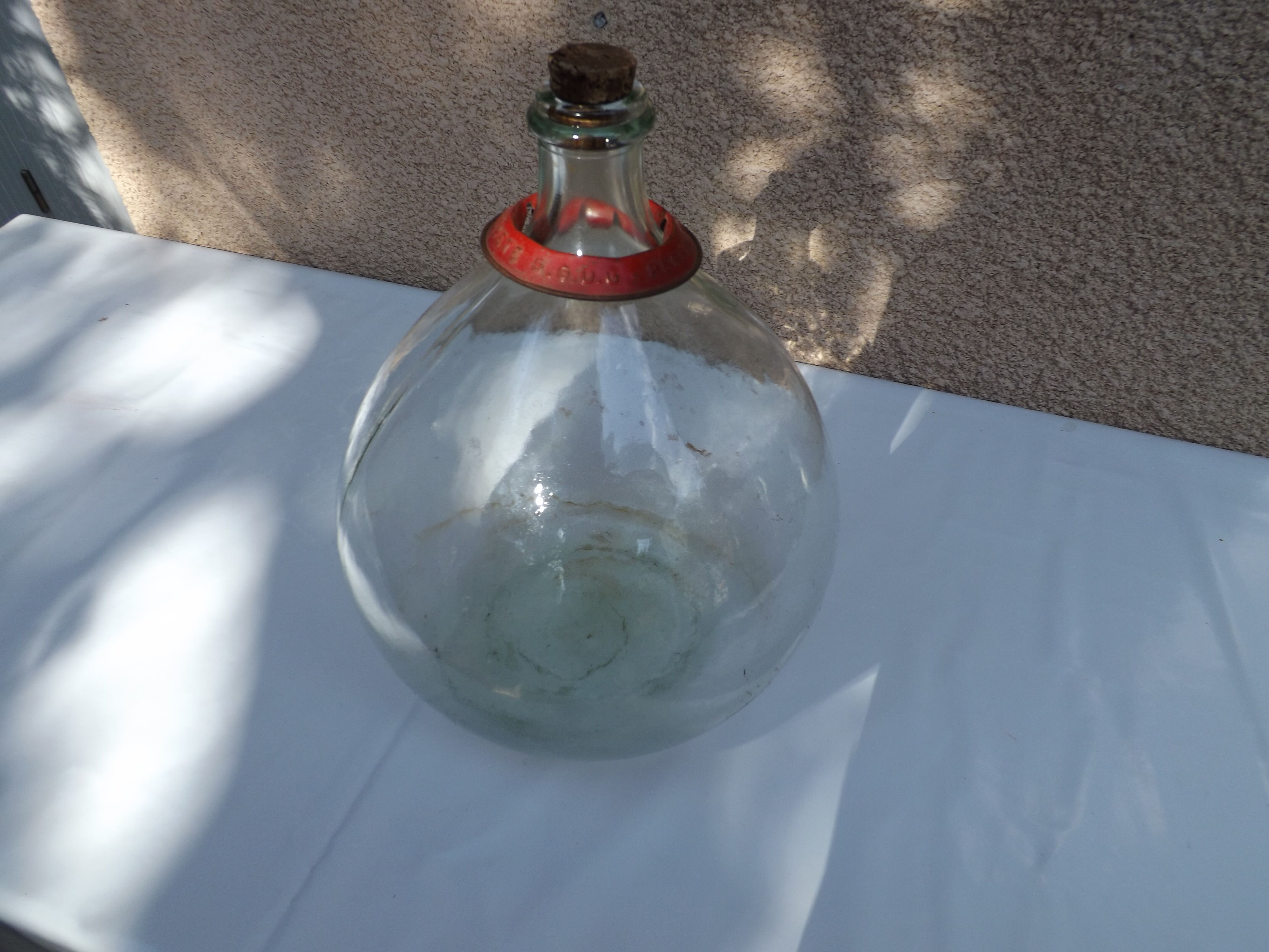 10 L Authentic demijohn A bottle of old French wine and glass - canister - Demi - John