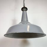 Large Industrial British Grey Enamel Factory Pendant Lamp from Benjamin, 19
