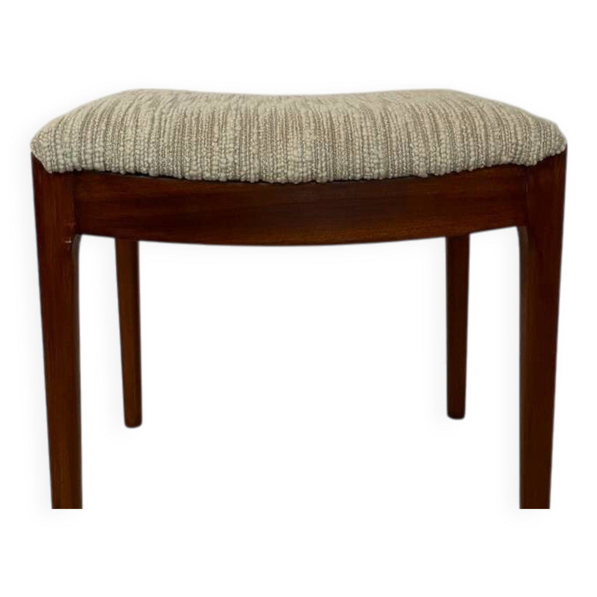 Ottoman footrest seat in teak and ecru fabric