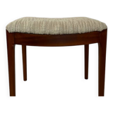 Siège ottoman repose-pieds en teck et tissu écru