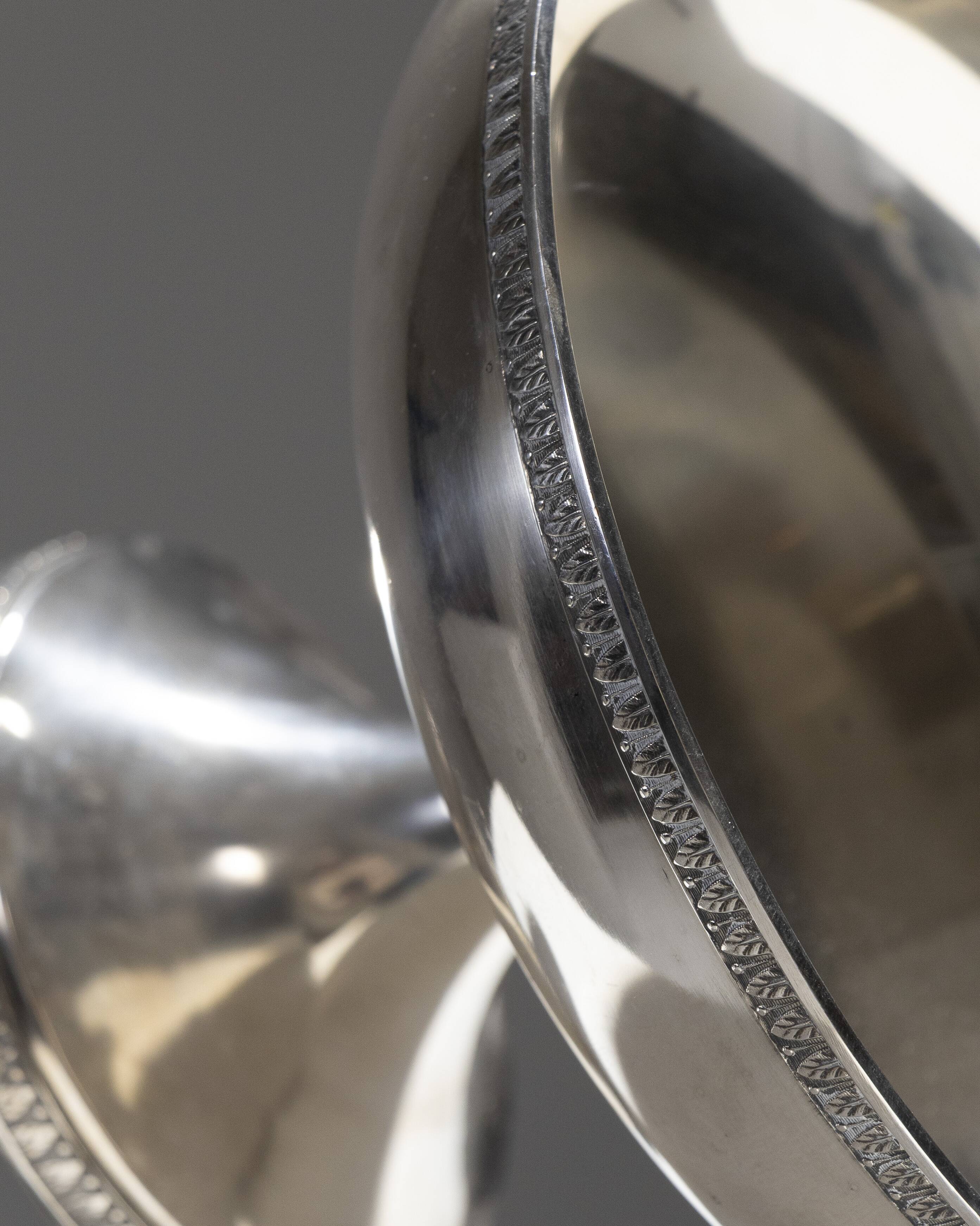 Silver-plated metal footed bowl decorated with two palmette friezes