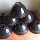 Set of 10 large industrial enamelled metal pendants.