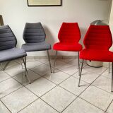 Pair of Mauï soft kartell red chair design Vico Magistretti