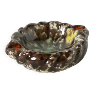 Ceramic ashtray, brown & multicoloured, 1970
