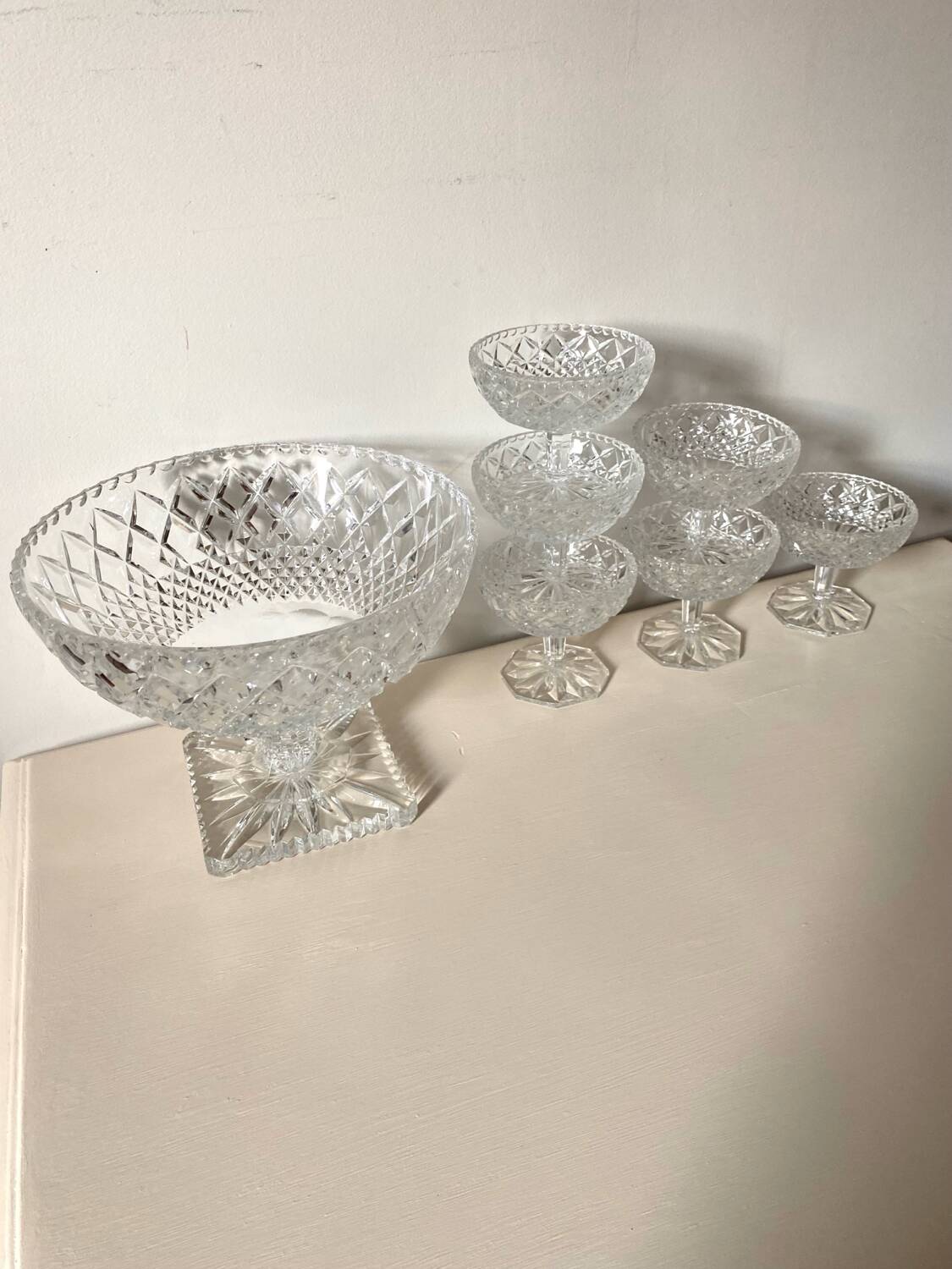 Antique chiseled crystal cups