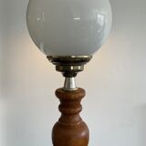 Scandinavian lamp in wood and opaline
