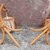 Pair of Louis Sognot rattan wall lights.