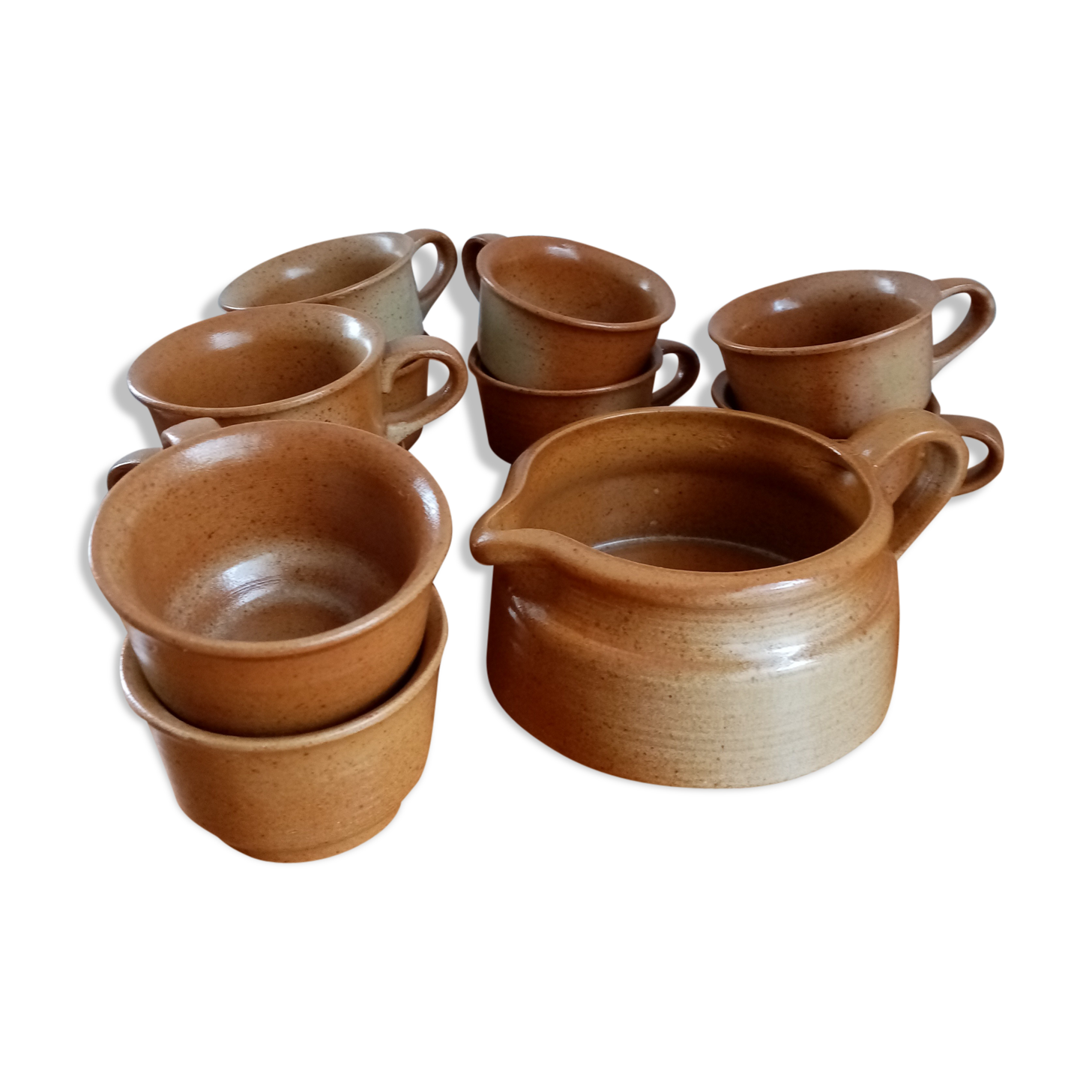Coffee cups and milk pot Grès de l'Arnon