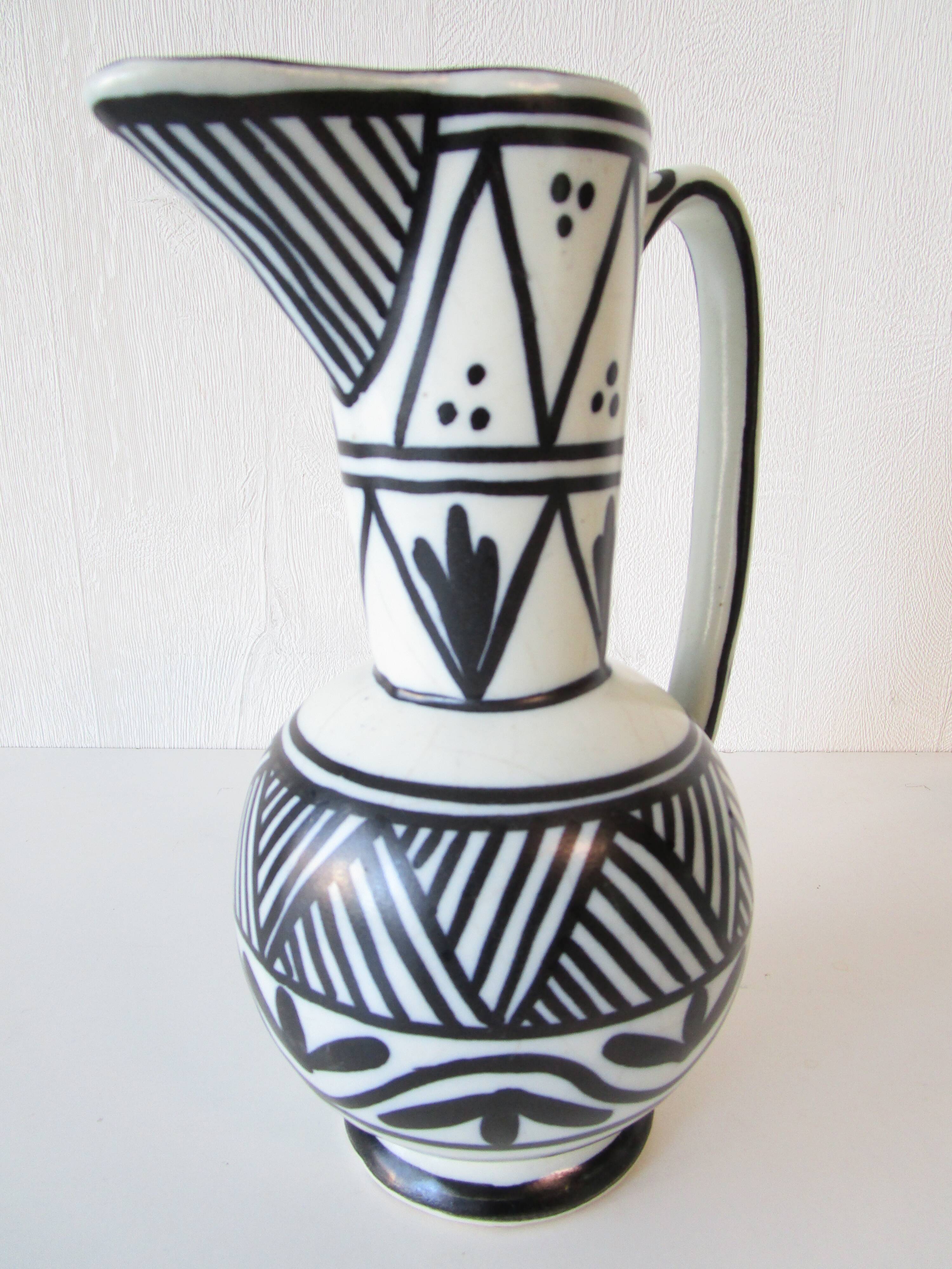 Ceramic tea set Moroccan black white antique
