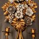 Hand-forged gilded silver-plated candle wall lamps by S. Salvadori