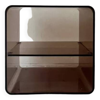 Smoked plexiglass side table/bedside table, M. Dumas for Roche Bobois 1970