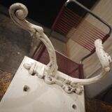 Coat rack with 4 old wrought iron and wooden hooks