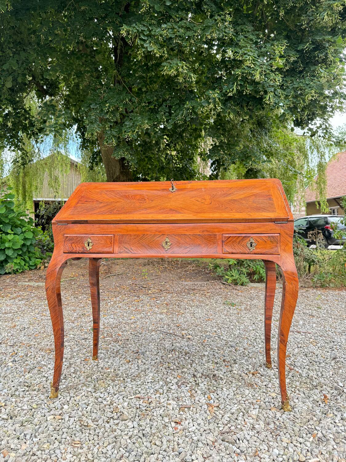 Louis xv period marquetry sloping desk, 18th century stamped criaerd
