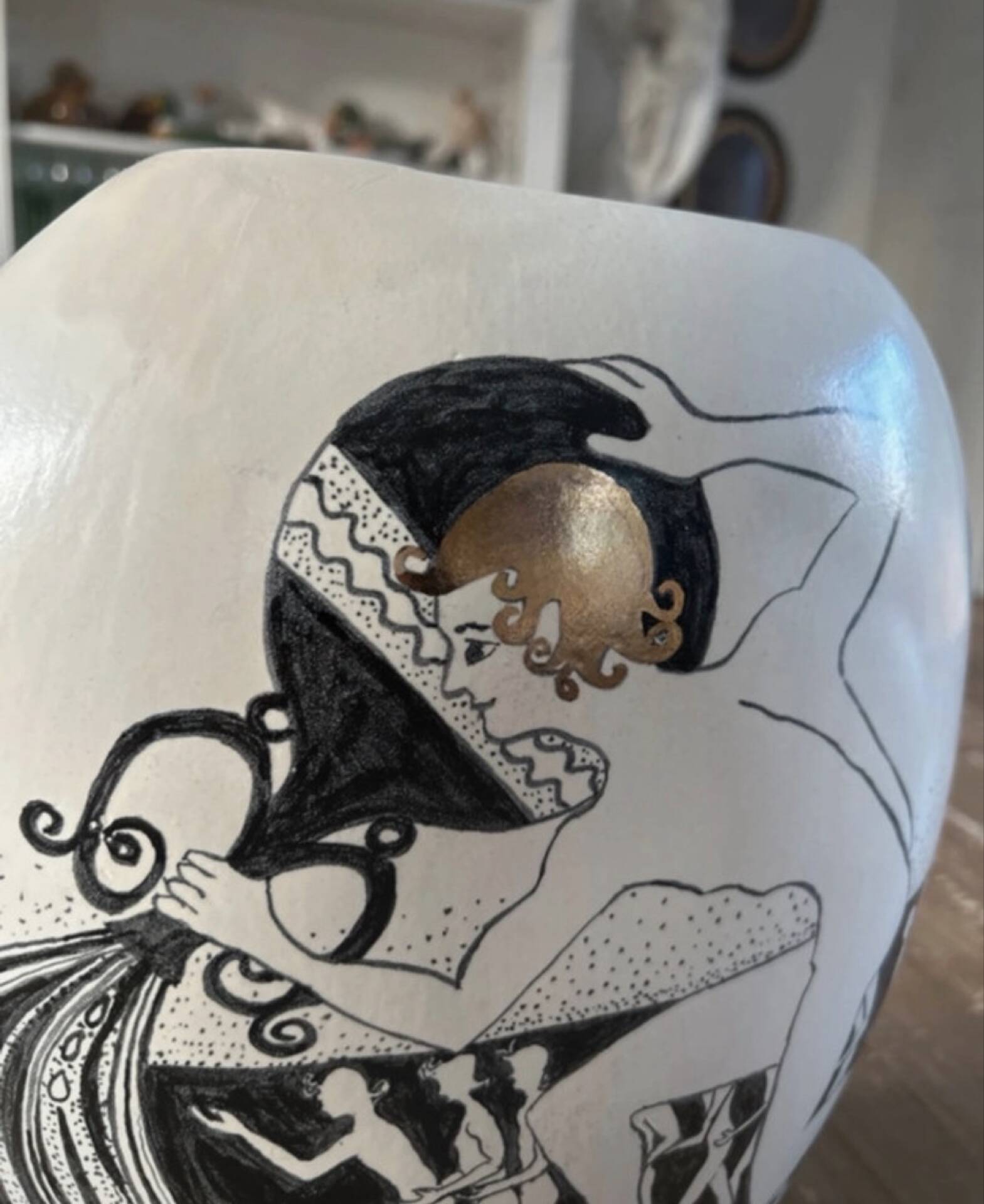 Vintage Greek style vase hand painted