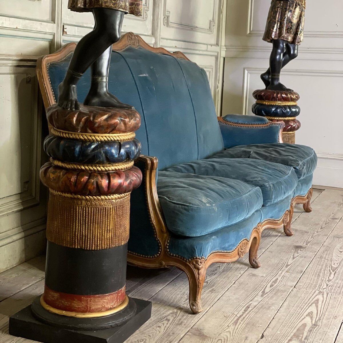 Louis XV style carved wooden bench, around 1900
