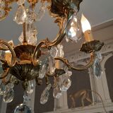 Bronze and crystal chandelier 6 fires