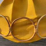 Wooden rattan and fabric suspension