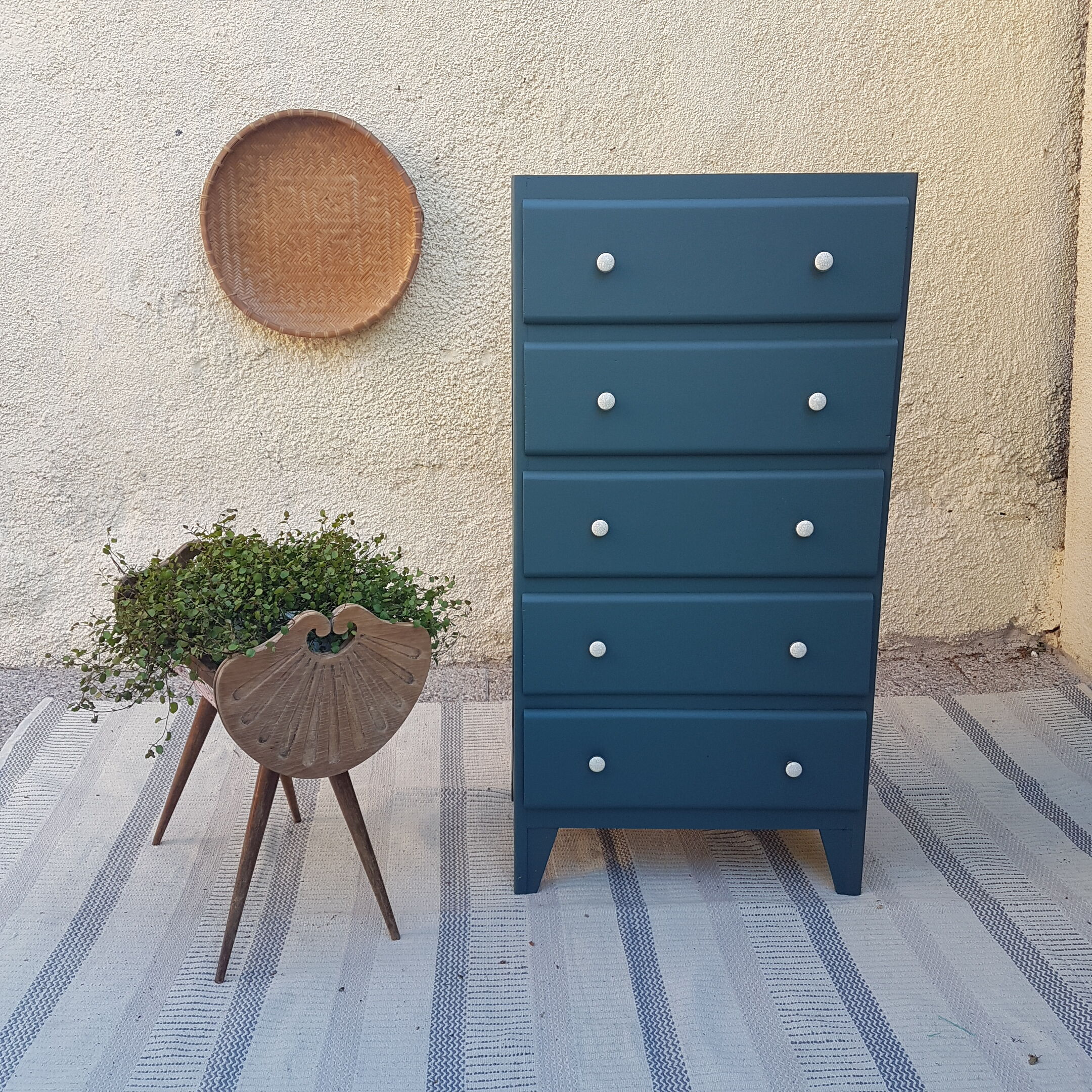 Chiffonier vintage blue oil dark wood